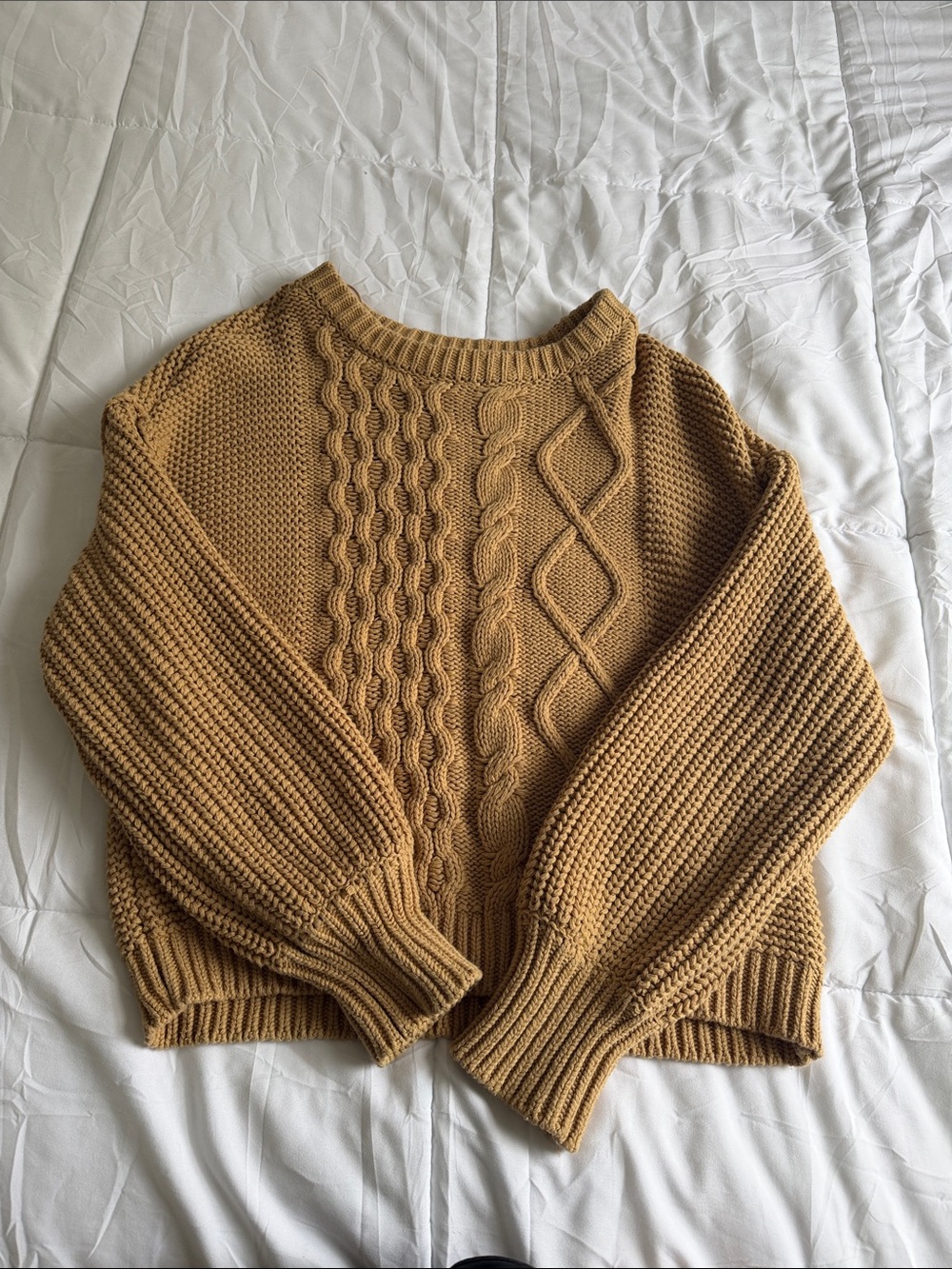Free people Textured Cable Knit Sweater in Camel